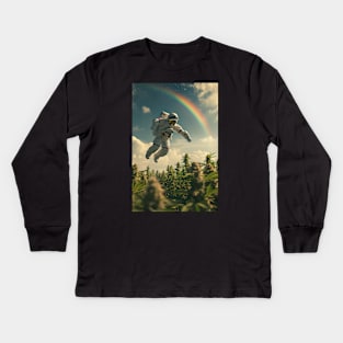 Astronaut In A Weed Garden #2 Kids Long Sleeve T-Shirt